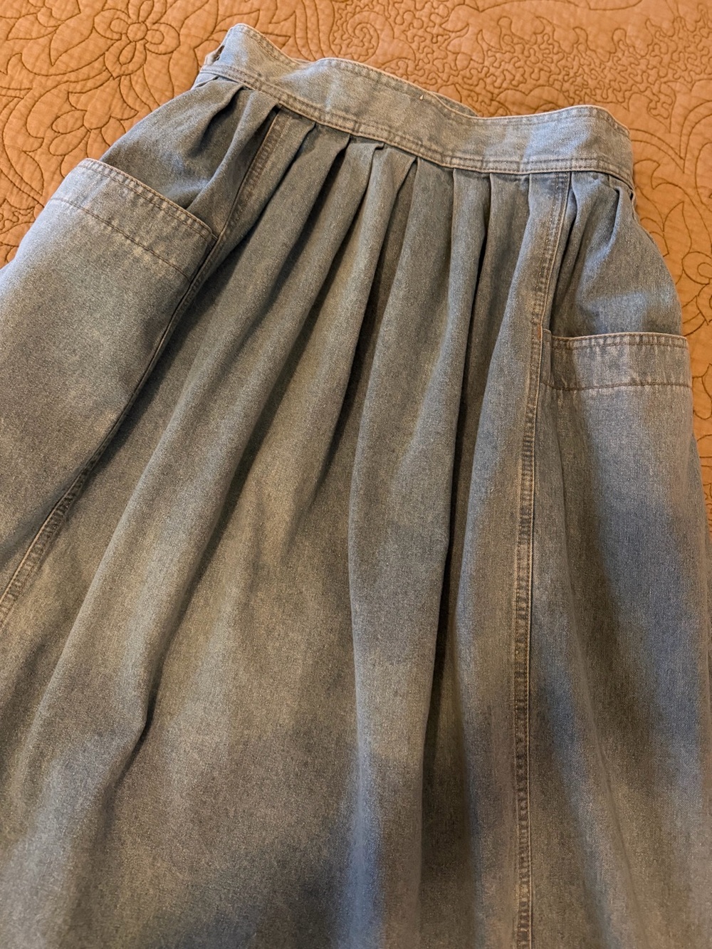 VTG 80s 90s LizWear Denim High Waist Full Pleated Skirt Cottagecore Prairie, M - Picture 8 of 15